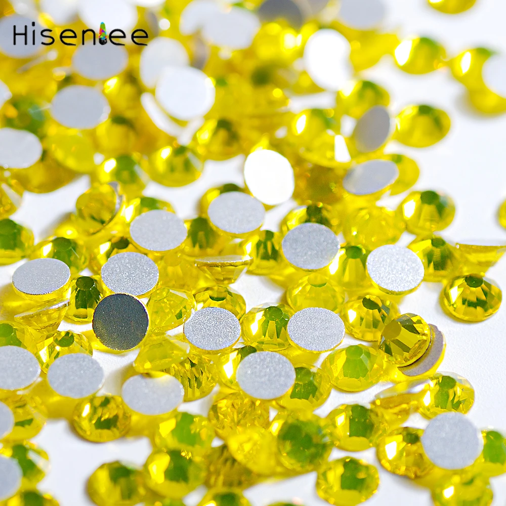 Красивые лимонно желтые кристаллы AB с плоской задней поверхностью без горячей