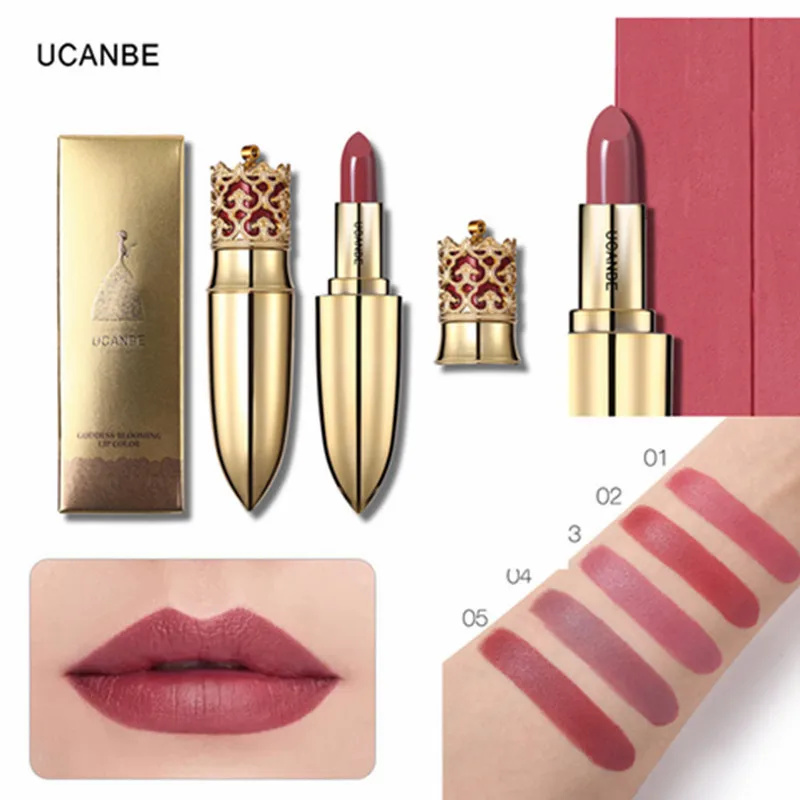 UCANBE, брендовая Роскошная золотая корона, губная помада, макияж, бархатная матовая, 4 цвета, телесный, стойкий пигмент, помада для губ, Maquiagem TSLM2