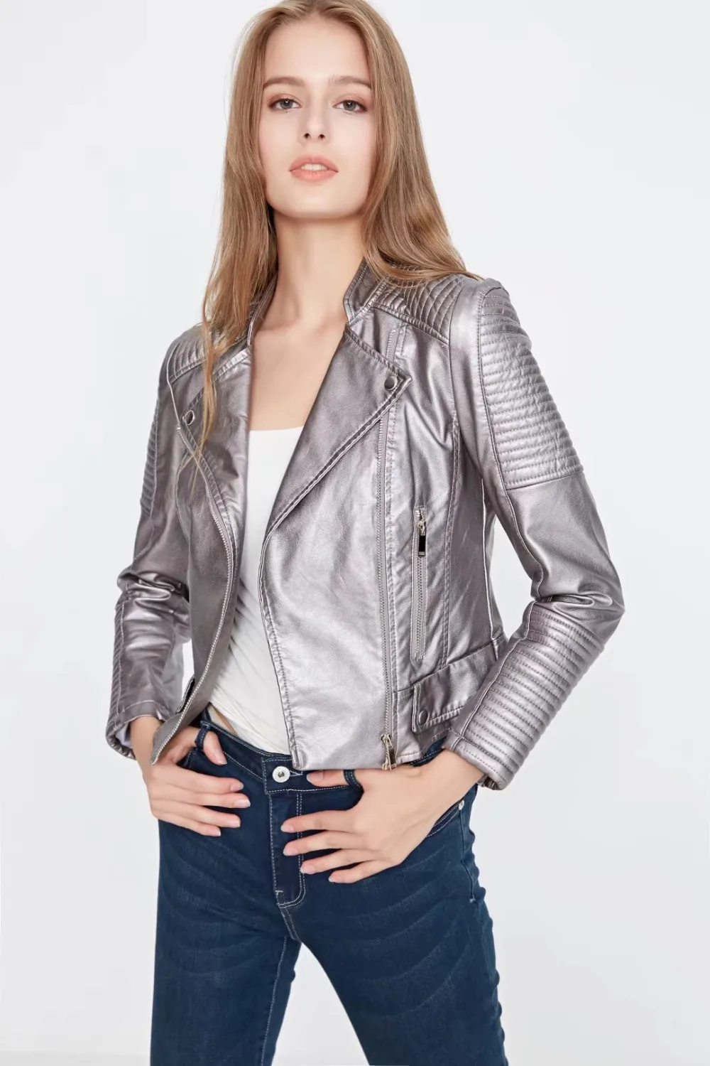 Кожаная куртка 2018 модные новые черные кожаные пальто женские Короткие Куртки из