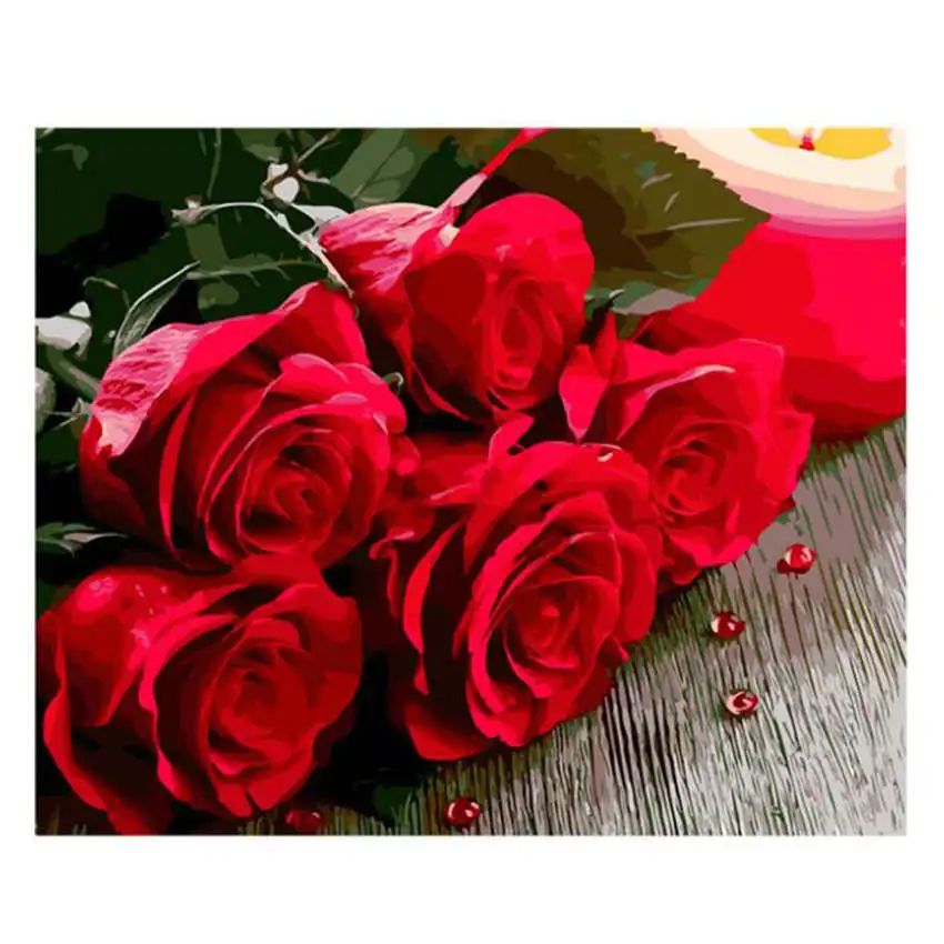 rose Painting 67 DIY Рисование на холсте для украшения дома, рисование по номерам 40x50 см, алоэ краска количество наборы - Цвет: rose Painting 67