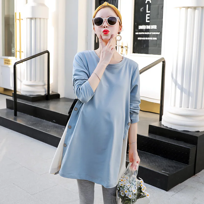 Sky blue Рубашки для беременных женщин; топы; футболки; Одежда для беременных; осенняя одежда для беременных; топы с длинными рукавами; H213 - Color: Sky blue