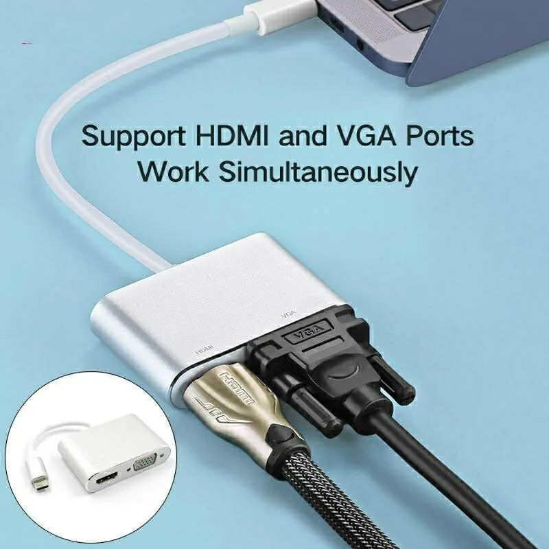 Basix USB C To HDMI VGA Adapter Type 4K Thunderbolt 3 for Samsung Galaxy S10/S9/S8 Huawei Mate 20/P30 Pro USB-C | Электроника