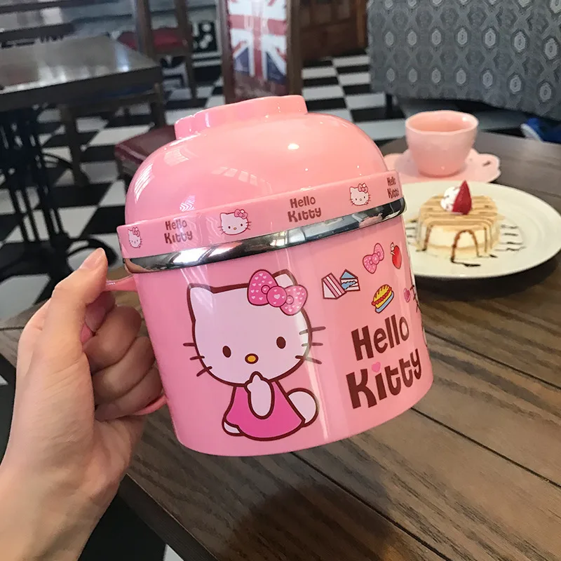 Мультфильм двойной слой большой емкости мгновенная лапша чаша Ланч-бокс для