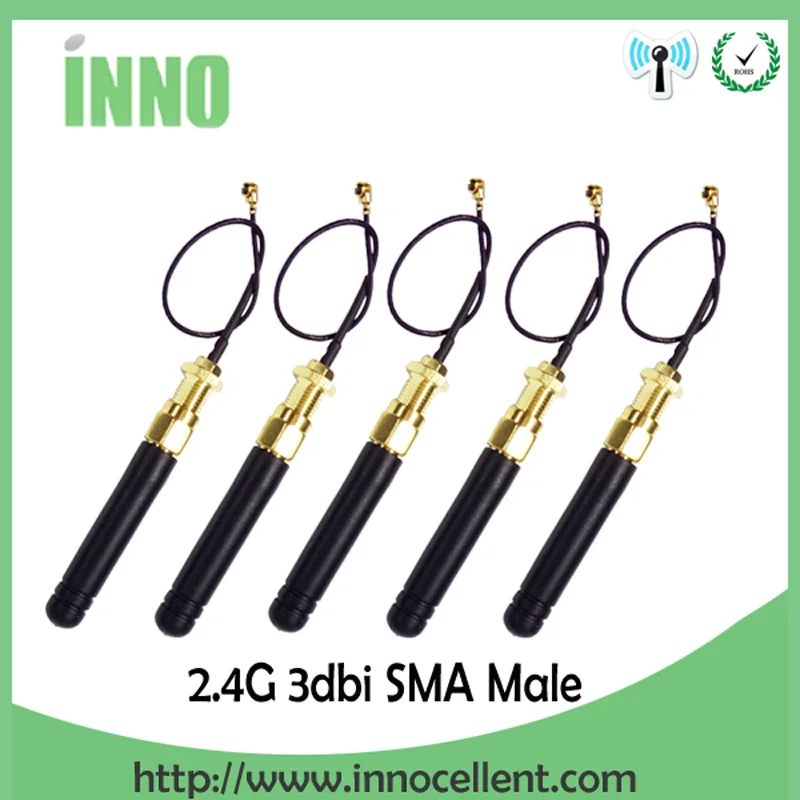 20 штук оптовая продажа 2 4 ГГц Wi Fi антенна SMA разъем ~ 3dbi GHz + PCI U.FL IPX для RP