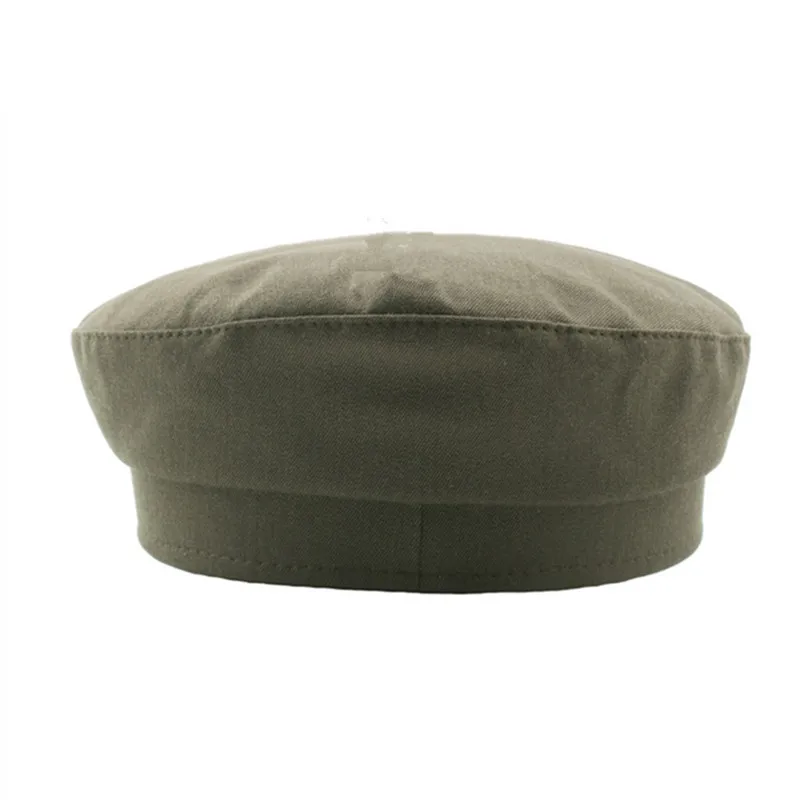 

SILOQIN Women's Simple Vintage Cotton Linen Military Hats Leather Rope Button Decoration Flat Caps For Women Retro Student Cap