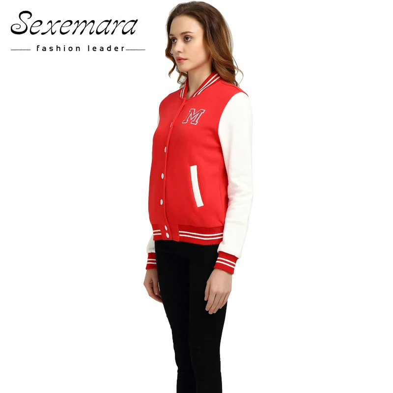 Бейсбольная куртка на пуговицах для женщин бомбер 2020 Классическая сращивания
