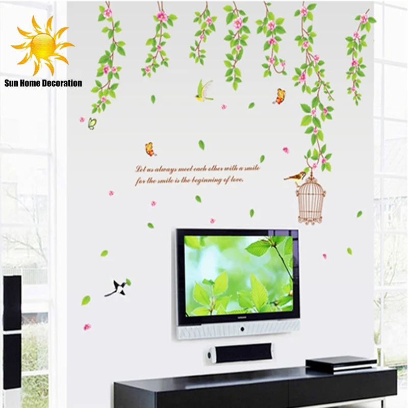 Новые виниловые наклейки на стену из ПВХ Декор для дома искусственная зелень