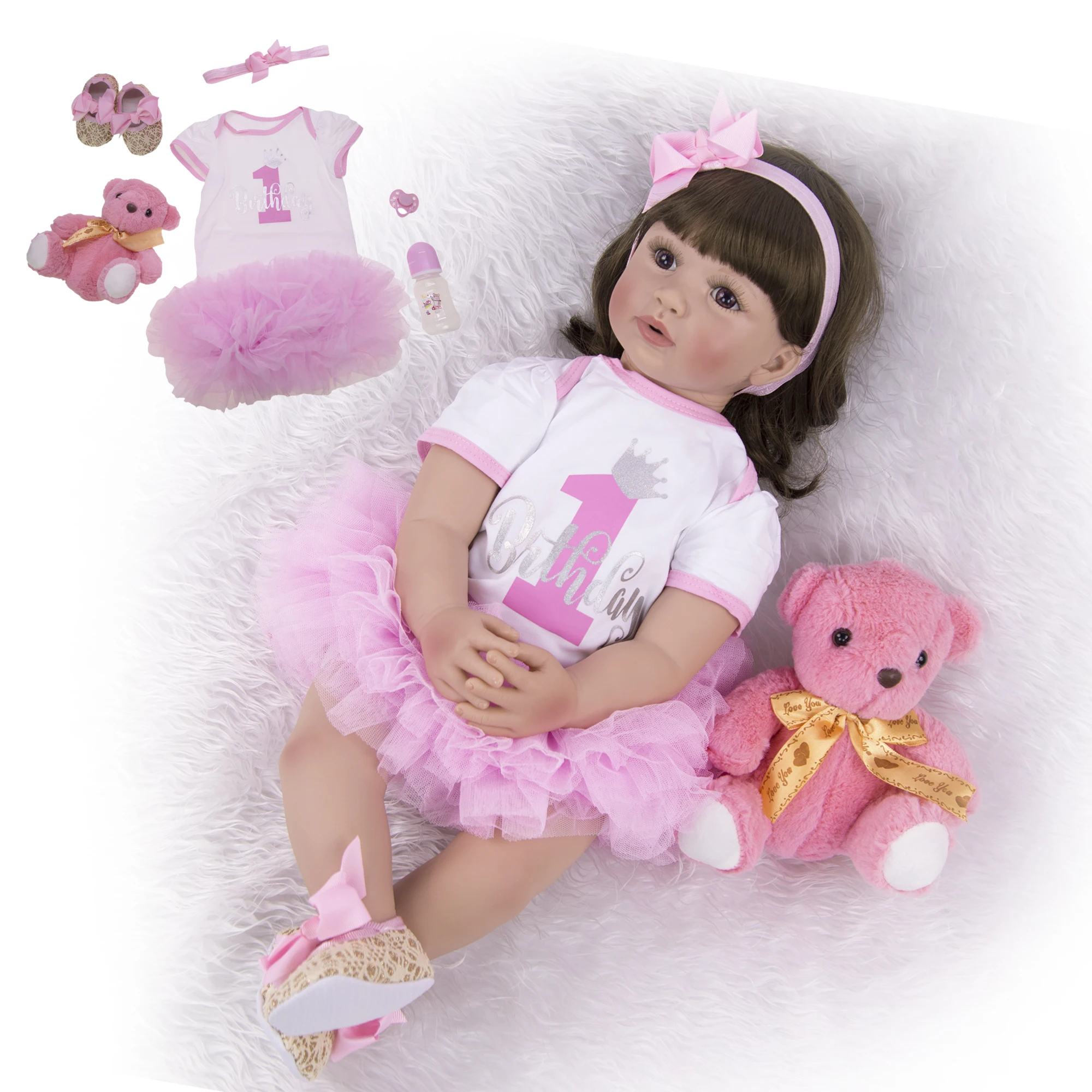 

KIEUMI 24 Inch Silicone Reborn Baby Dolls 60 cm Models Lifelike Princess Reborn Menina For Kids Birthday Party Gifts Playmates