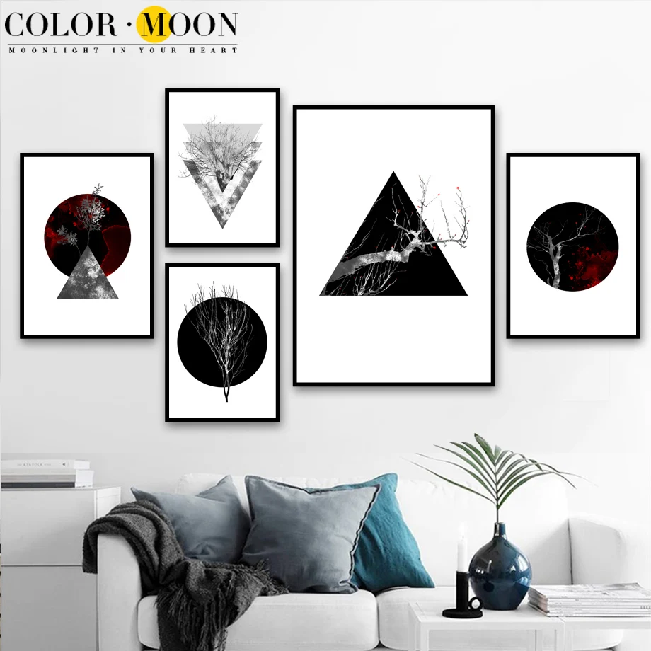Геометрическая Настенная картина COLORMOON настенный постер на холсте в скандинавском стиле абстрактный