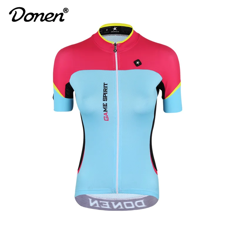jersey DONEN, новинка, для велоспорта, женский, розовый, короткий рукав, Джерси, нагрудник, шорты, для езды на велосипеде, гоночная команда, дорожный, байкер, для велоспорта, спортивный костюм/комплект - Цвет: jersey