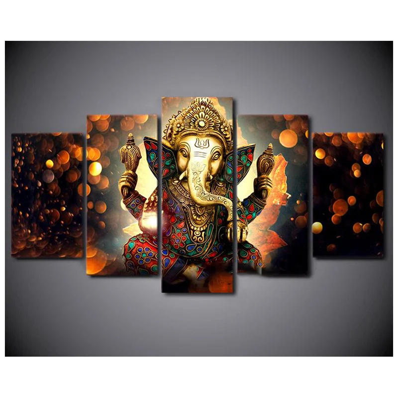 

Diamond Painting Cross Stitch Kit Full Diamond Embroidery Diamond Mosaic Decor Hindu God Ganesha Elephant 5pcs
