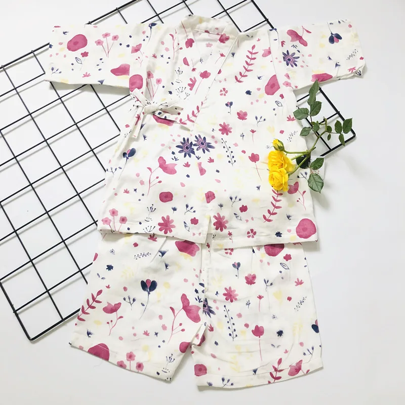 purple set Муслиновая Одежда для маленьких девочек; летняя одежда для сна для мальчиков; Пижама для малышей; пижамный комплект; Пижама; одежда для ванной; 80-120 см - Цвет: purple set