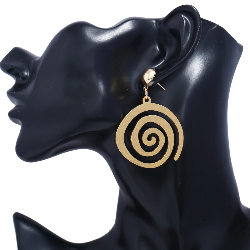 Женские круглые серьги E962019 вечерние сережки в стиле панк из матового металла с