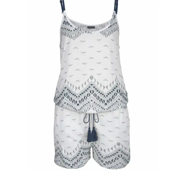 2021 summer Women Bohemian Casual Sleeveless sexy Printed Beach Jumpsuit Ladies Romper Trousers |