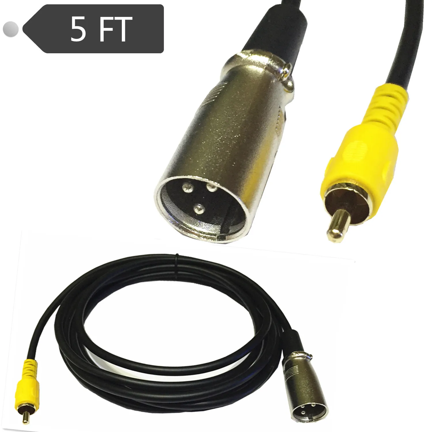 3Pin XLR папа к одиночному phono RCA коаксиальный экранированный кабель позолоченный 5ft |