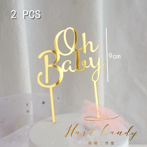 2 шт. золотые, розовые акриловые украшения для торта "One" "Oh Baby", вечерние украшения, десерт, милые подарки - Цвет: 3