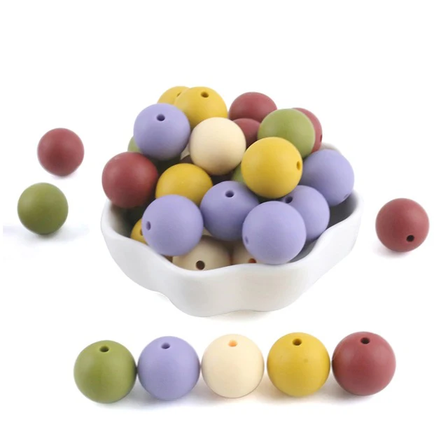 new color series 10 шт. 15 мм Силиконовые Круглые Бусины DIY Ювелирные изделия прорезывание зубов шеи Детские Прорезыватели Для детская пустышка цепи пищевого качества силиконовые бусины продукты - Цвет: new color series