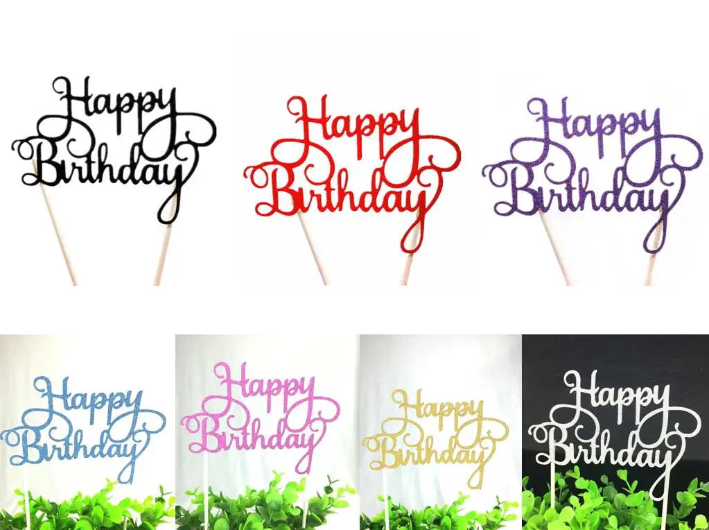 10 шт много цветов торт Топпер флаги с надписью Happy Birthday двойная палка для семьи