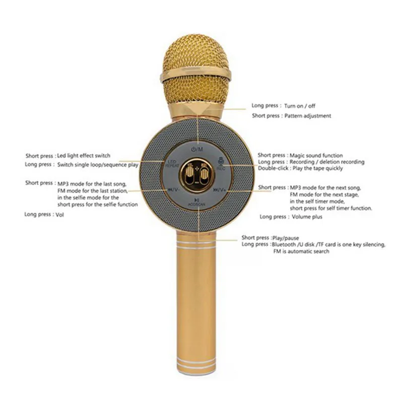 Модный светодиодный мигающий динамик микрофон караоке беспроводной usb bluetooth для