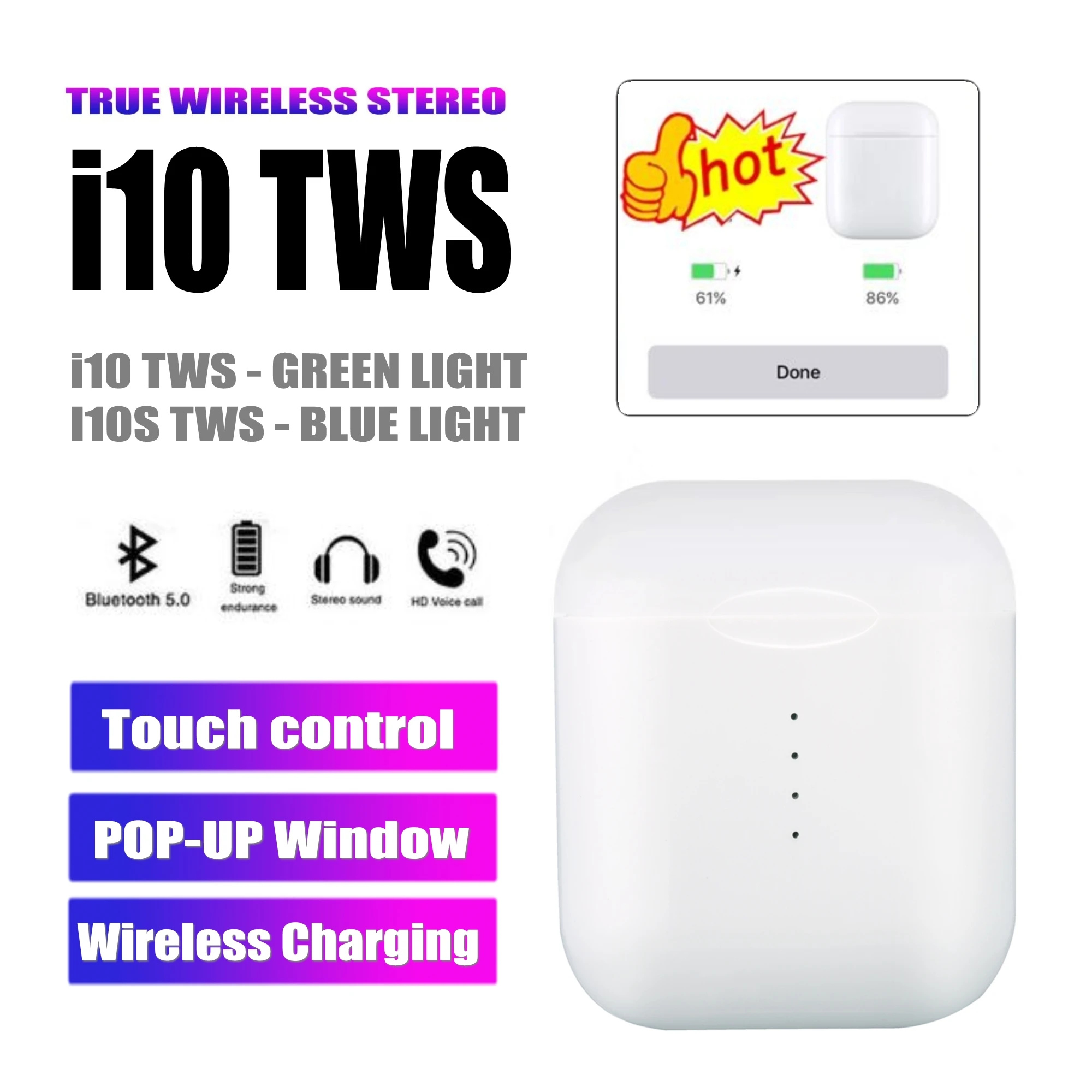 I10 i10s tws Pop up Беспроводные Bluetooth 5,0 наушники как i50 i80 i100 tws спортивные наушники для iphone xiaomi PK i12 i13 i15 i20 tws