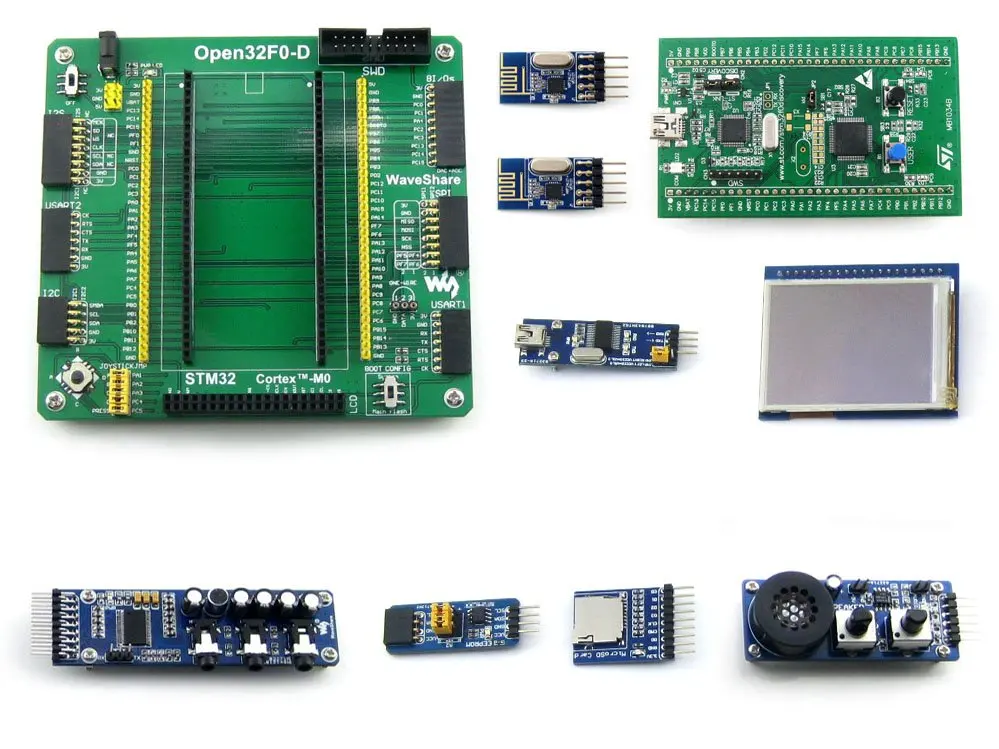 STM32 Cortex M0 STM32F051R8T6 с STM32F0DISCOVERY Kit макетная плата + 2 дюйма сенсорный ЖК модули = Open32F0 D