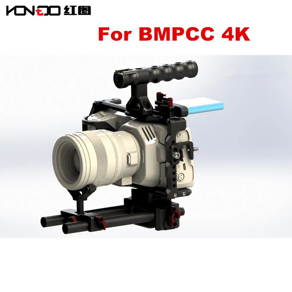 HONTOO BMPCC 4K клетка 15 мм DSLR RIG cage Baseplate Top Handle SSD T5 clamp для BlackMagic Pocket Cinema Camera 4K|Аксессуары