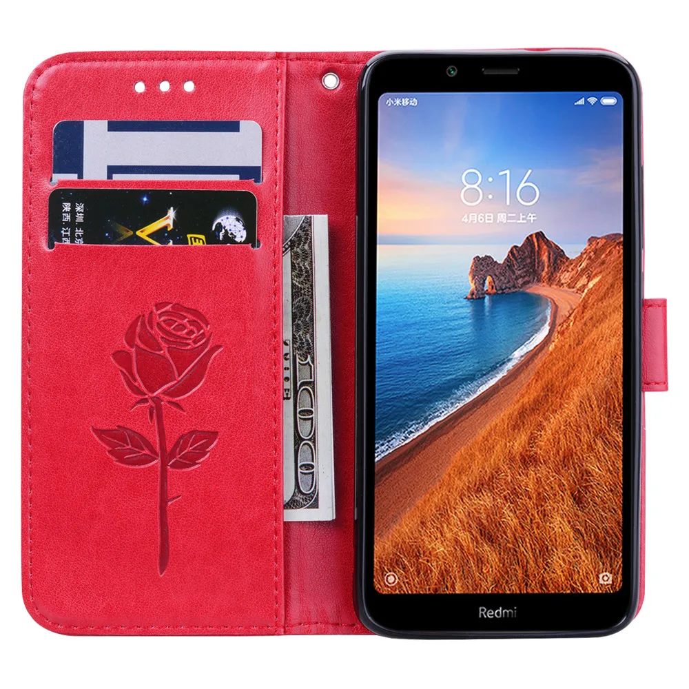 Кожаный чехол книжка для xiaomi Redmi 4X 4A 5A 5 Plus 6 6A 7 7A Note 3D кошелек xioami K20 Pro задняя