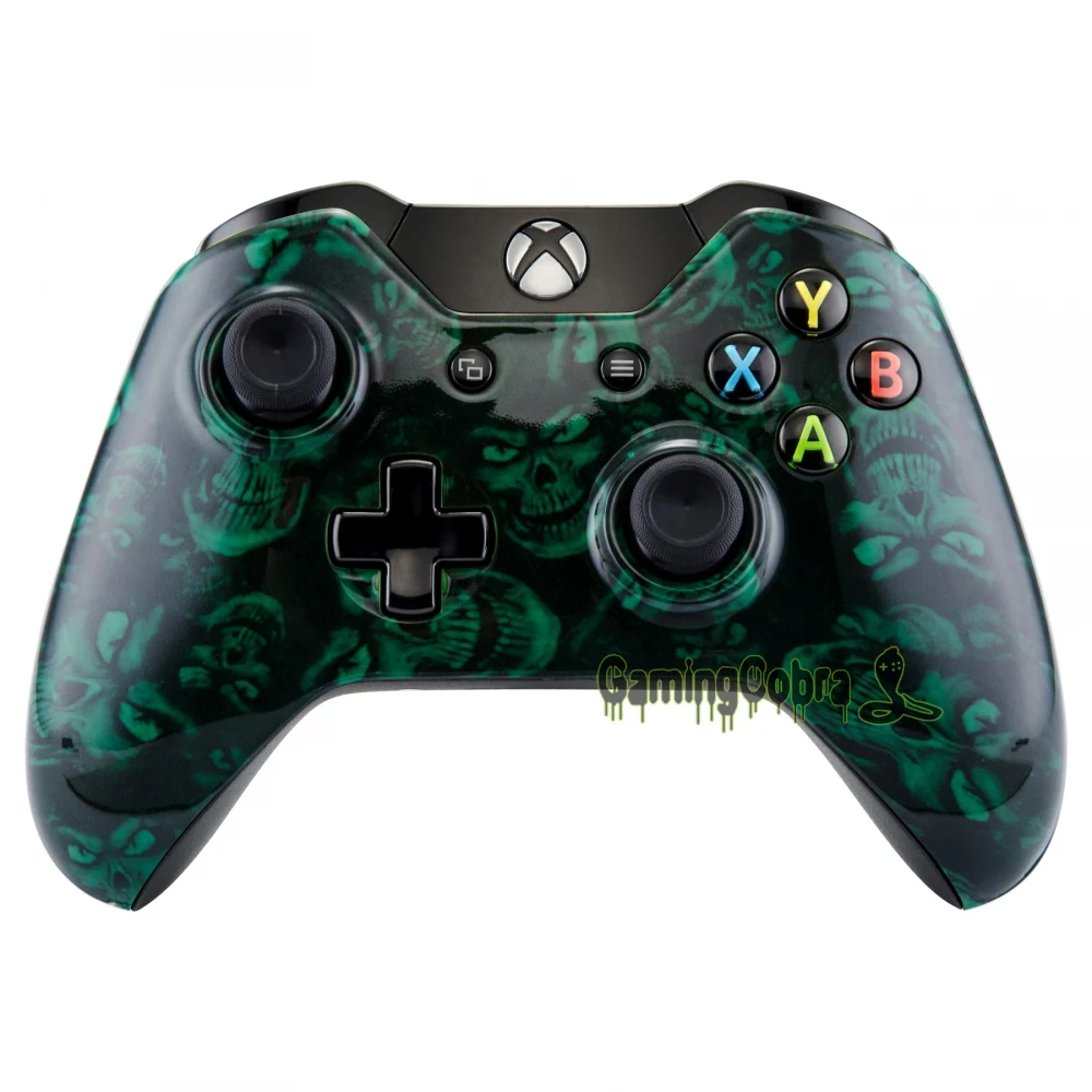 

eXtremeRate For Xbox One Controllers Replacement Parts Front Shell Green Hydro Dippd Skull
