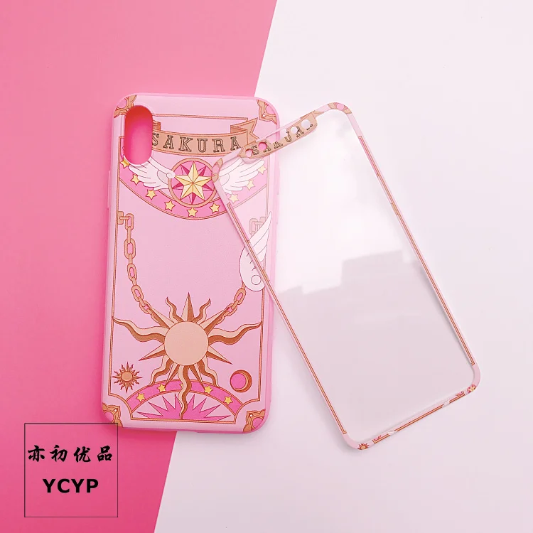 Для iphone XS Max милый Cardcaptor Sakura задний Чехол+ пленка для экрана из закаленного стекла, Девушка Мягкий чехол для iphone X XR 6 7 8plus