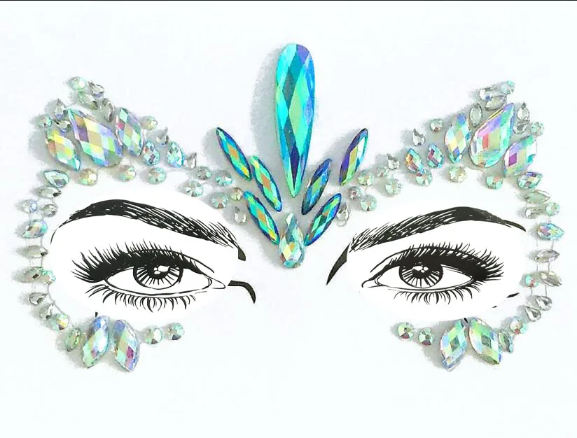 Акриловая смола дрель палка наклейка Bindi подобранные Богемия и Племенной Стиль уход за кожей лица глаз Драгоценности лоб этап Декор Стикеры - Цвет: BL61 BLUE