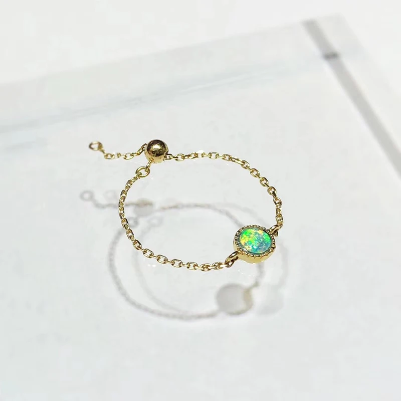 Natrual Emerald Aazuo 18K цепочка из желтого золота кольцо натуральные опаловые драгоценные камни Кольцо Изумруд Рубин для женщин цепочка любовь подарок крошечное тонкое обручальное кольцо - Цвет камня: Natrual Emerald