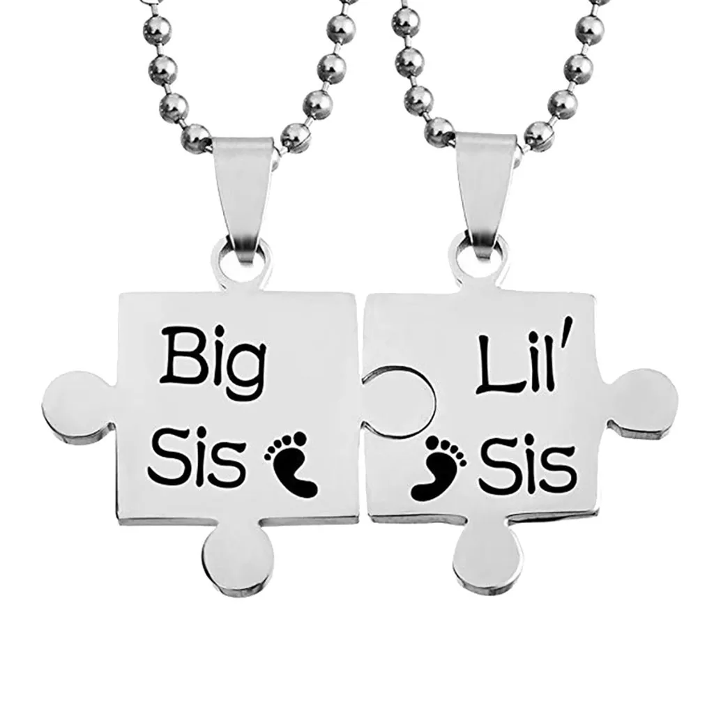 2 шт креативный LIL SIS BIG простой дополнительный набор ожерелье с подвеской для