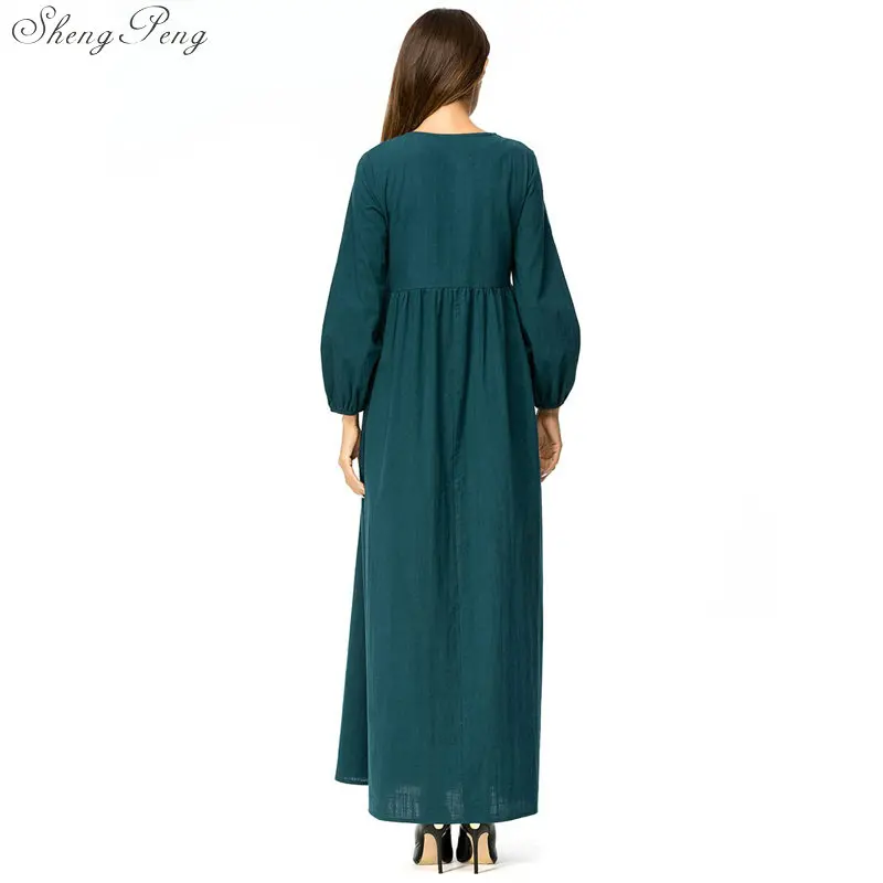 

Embroidery Cotton Linen Muslim Abaya Stitching Long Robe Long Sleeved Kimono Loose Ramadan Arabic Turkish Islamic Clothing V1308