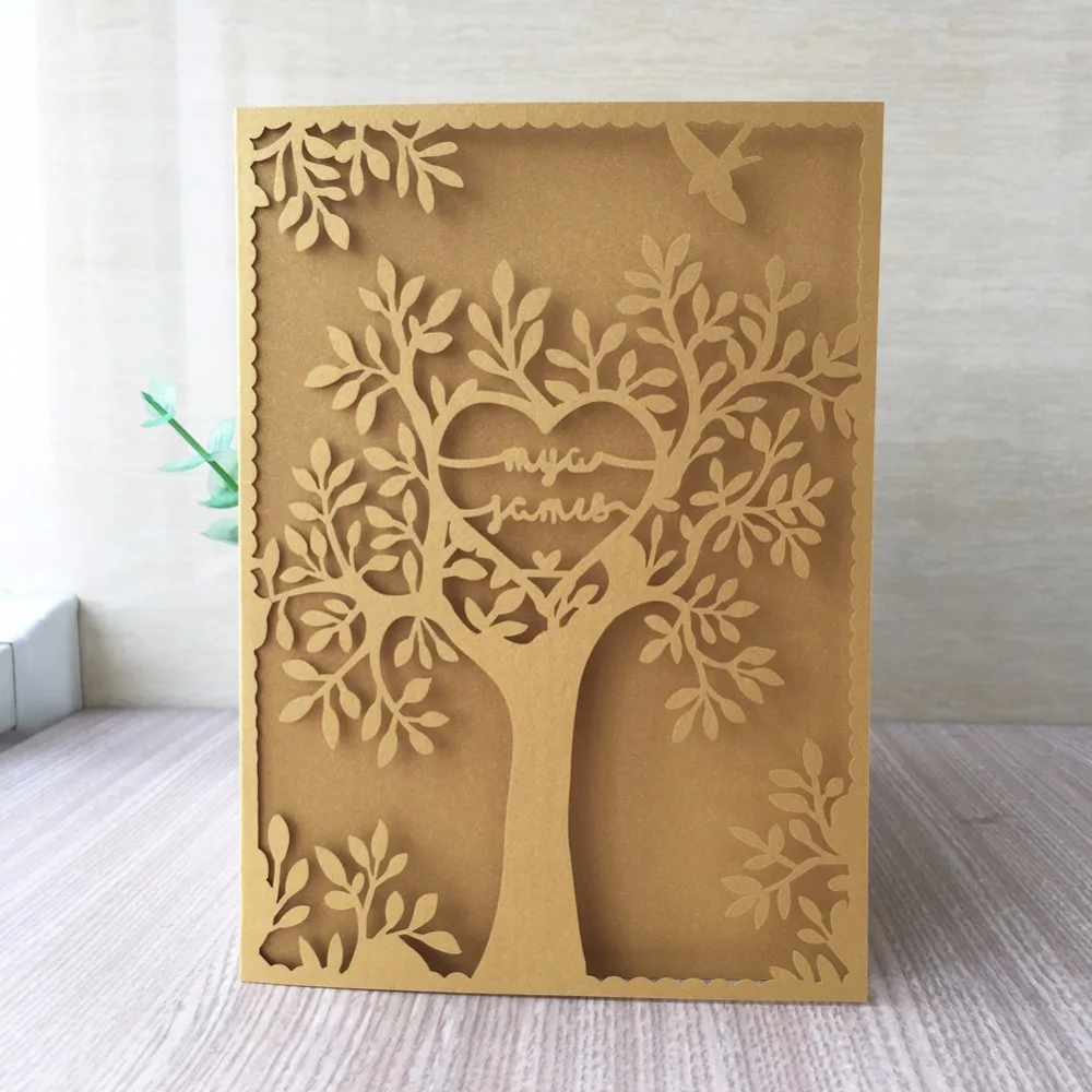 20 шт./лот лазерная резка дерева узор свадебное приглашение открытка