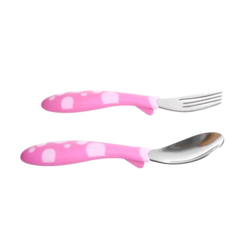 GB 2pcs Spoon &amp Fork Set Stainsteel Steel Tableware Baby Utensils Safety Infant Feeding Gift | Мать и ребенок