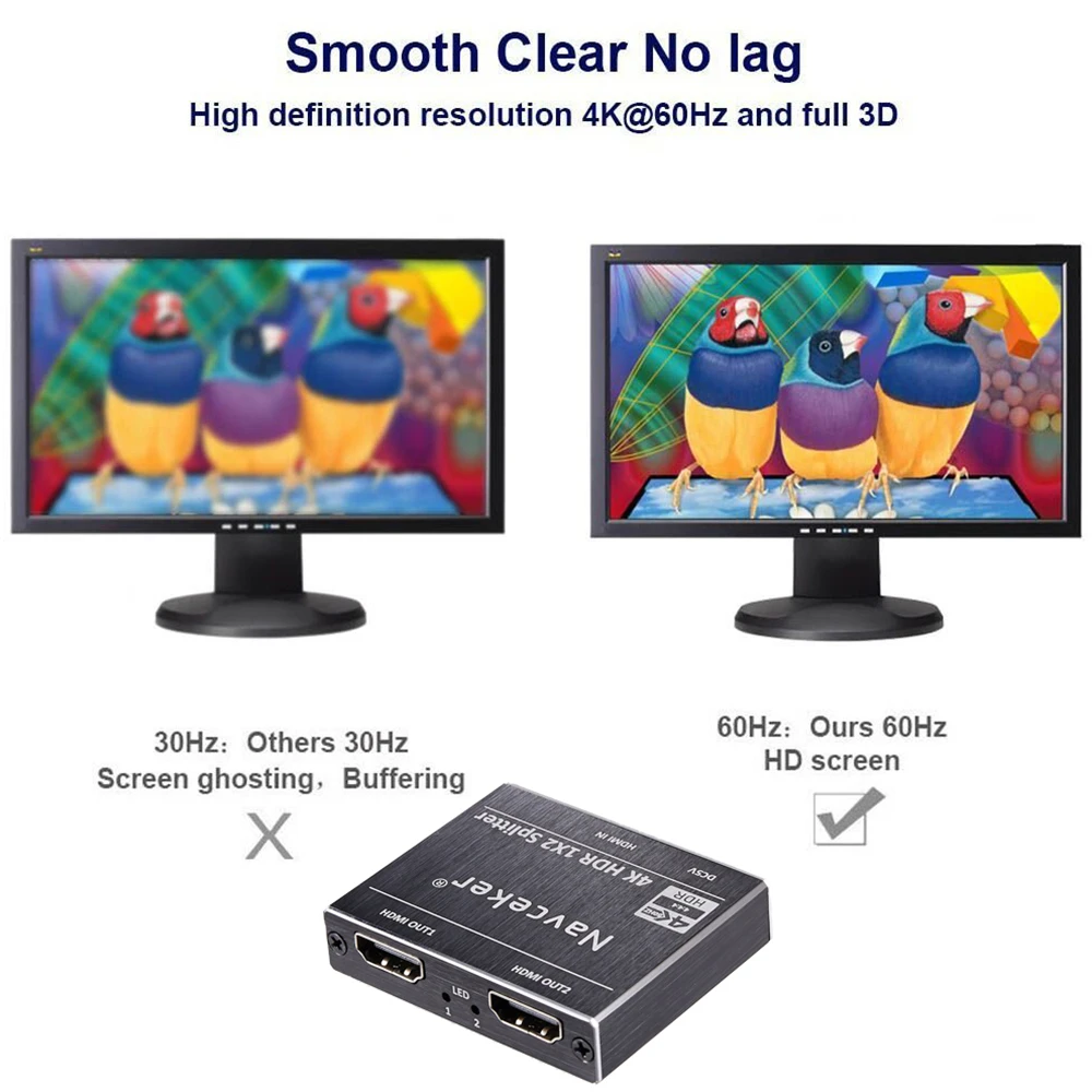 4K@ 60Hz UHD HDR HDMI 2,0 сплиттер 1x2 1 в 2 Выход HDMI 2,0 HDCP 2,2 сплиттер переключатель коробка HDMI сплиттер 2,0 для HD tv PS3 Apple tv