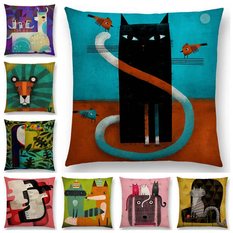 Горячая Распродажа абстрактная фантазия животных живопись Альпака Лев тук лиса