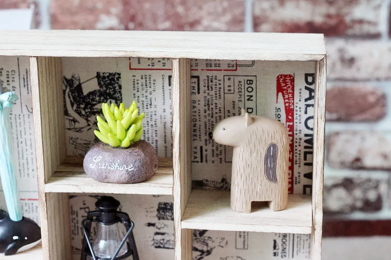 Деревянный шкаф 7 решеток ящиков для хранения настенная полка ландшафтный