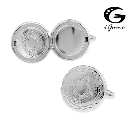 

iGame Functional Cuff Links Silver Color Brass Material Novelty Photo Holder Design Free Shipping