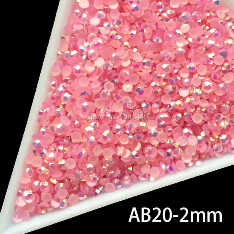 

1000pcs/pack 3D SS6 Nail art tips Jelly Laser light pink Crystal AB 2mm Flat Back resin Rhinestones crystal hotfix beads AB20
