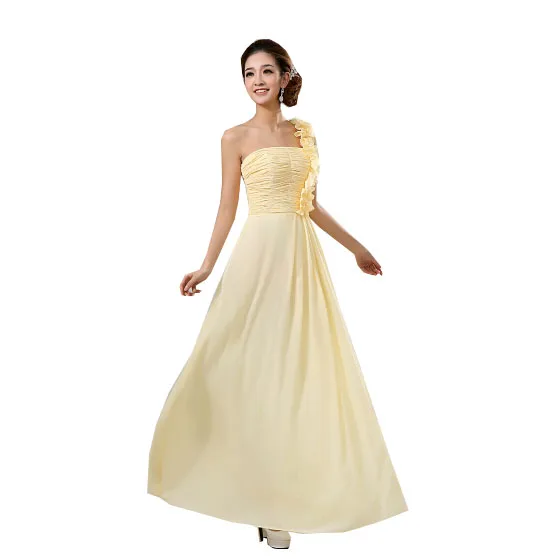 Vestidos de шифон Формальные Сексуальные одно плечо желтый красный Вечерние платья Длинные халаты новое модное сексуальное платье H007