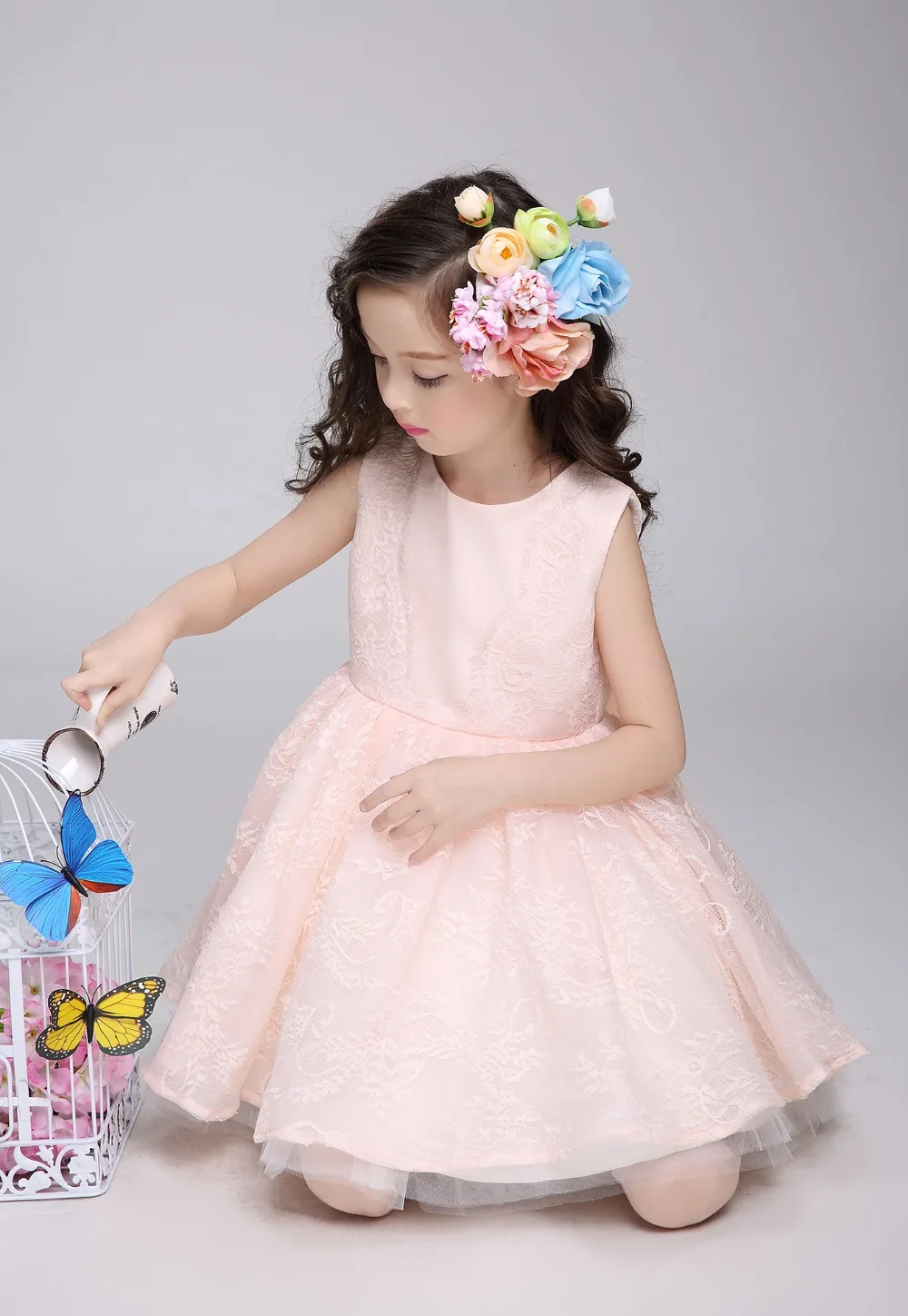 Платье для маленьких девочек на день рождения платье принцессы розовое Тюлевое