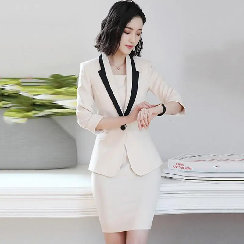 2019 новый модный костюм платье для дам работы Блейзер на одной пуговице без