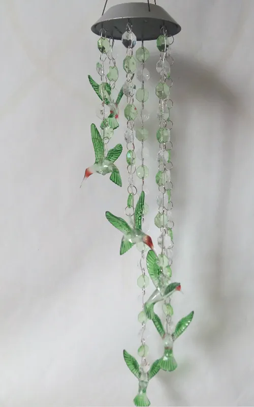 

Solar powered wind chime chime beads hummingbird garden led lamp/solar led garden lawn stair lighting