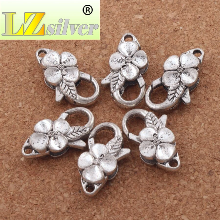 

Dull Flower with Leaf Claw Lobster Clasps Jewelry Findings L1012 6pcs 25x13.9mm Clasps & Hooks Zinc Alloy Metal