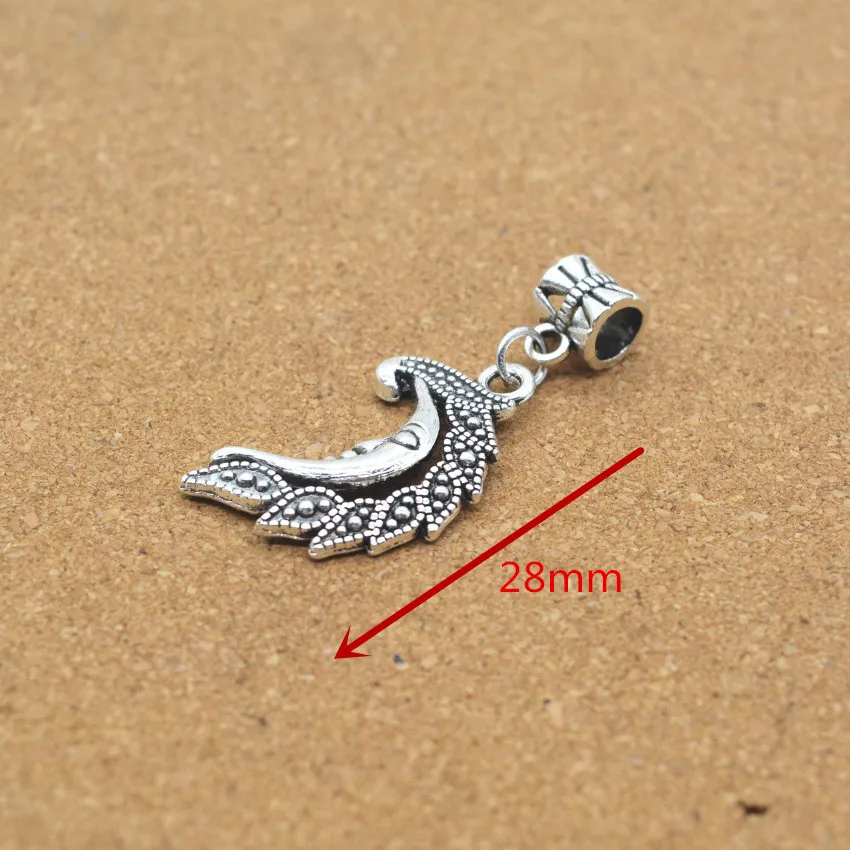 wholesale 20pcs moon charm Tibetan silver Bead Charm big hole pendant fit European jewelry bracelet DIY PY547 | Украшения и