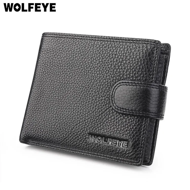

Black Litchi Pattern Real Genuine Leather Wallets Men ID Documents Credit Card Holder Purses Portomonee Portefeuille Carteras