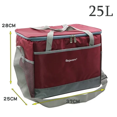 red 25L 15L 25L утолщенная сумка-холодильник, большая Термосумка для пикника, Ланч-бокс, теплоизоляционная сумка на плечо, сумка для льда, еды, напитков, вина, крутая сумка - Цвет: red 25L