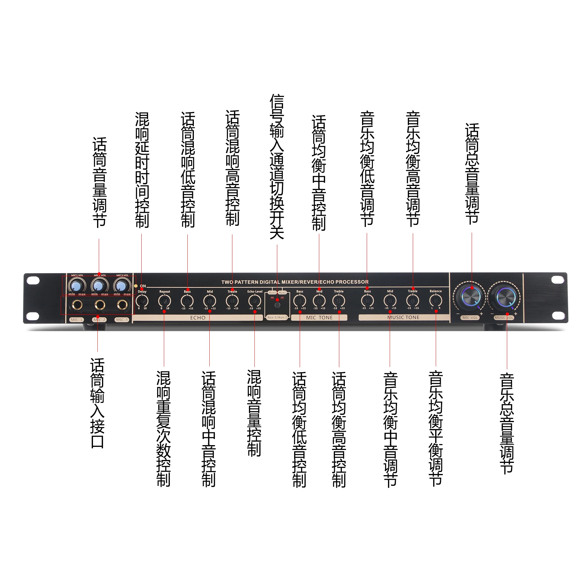 Depusheng REV3800 караоке профессиональный цифровой аудио процессор простое управление цифровой процессор для караоке