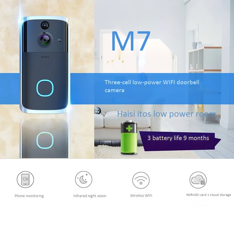 M7 720 P умная Wifi видеокамера на дверной звонок визуальный домофон с Chime ночного